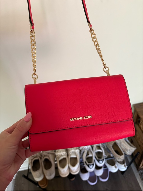 Michael Kors Handbags - Michael Kors Red Saffiano Crossbody with Gold Chain Strap